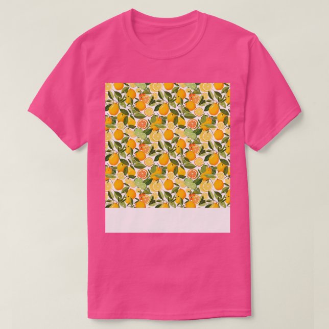 Citrus Seamless Pattern Lemon Lime Orange Mandarin T-Shirt (Design Front)