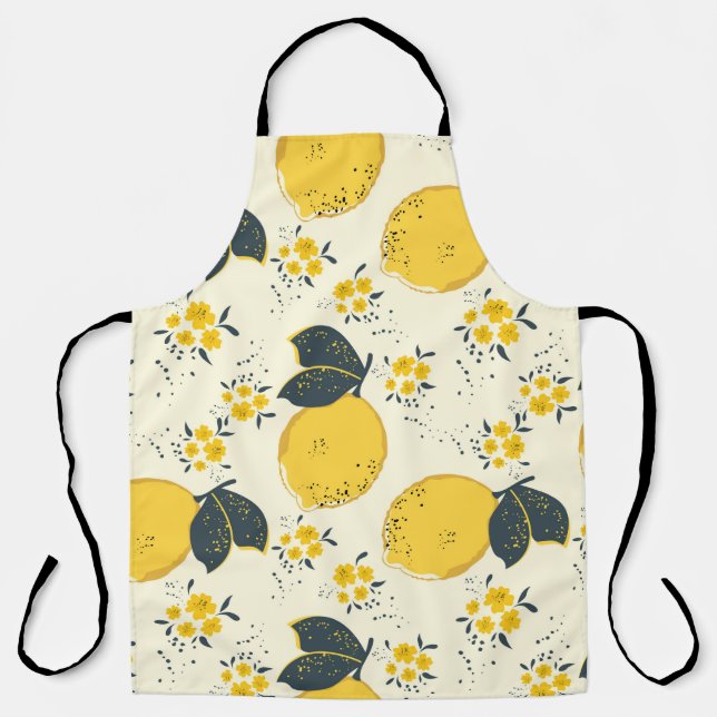 Citrus seamless pattern with colorful yellow lemon apron (Front)