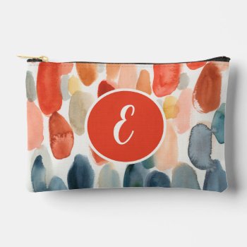 Citrus Season - Coral And Blue Stones Accessory Pouch by worldartgroup at Zazzle
