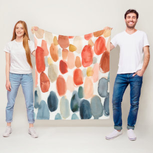 Citrus Season - Coral and Blue Stones Fleece Blanket