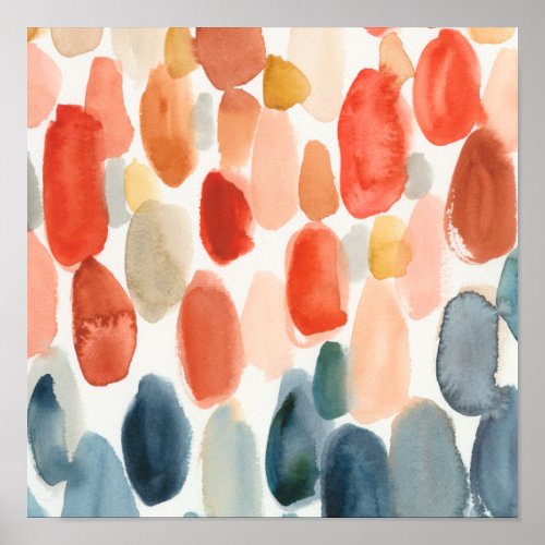 Citrus Season _ Coral and Blue Stones Poster