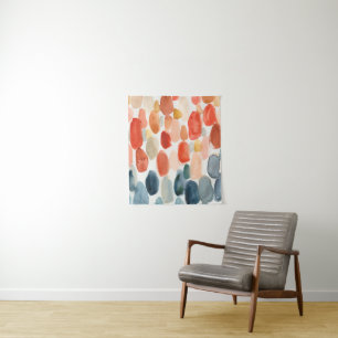 Citrus Season - Coral and Blue Stones Tapestry