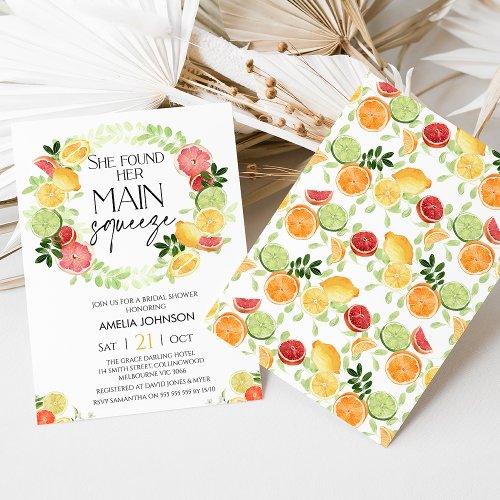 Citrus She Found Her Main Squeeze Bridal Shower Invitation