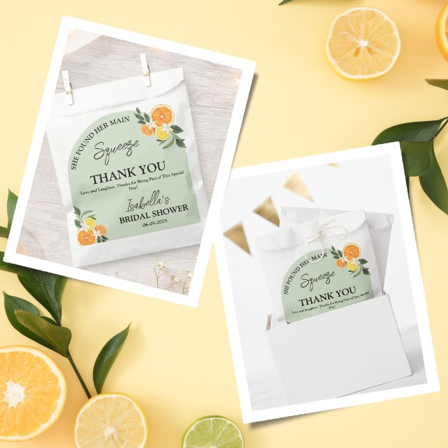 Citrus She Found Her Main Thank You Bridal Shower Favor Bag (Citrus She Found Her Main Thank You Bridal)