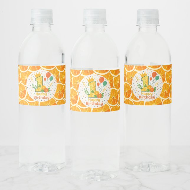 Citrus Slice 1st Birthday Water Bottle Label (Bottles)