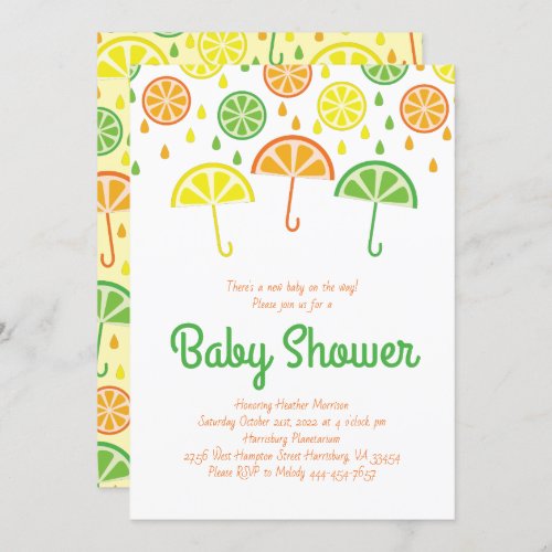 Citrus Slice Baby Shower Sprinkle Lemon Lime Invitation