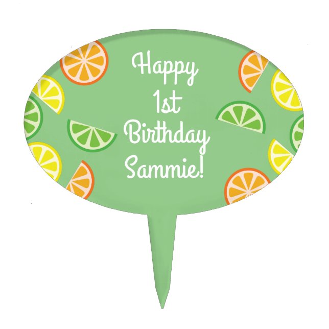 Citrus Slice Birthday Party Cake Topper (Front)