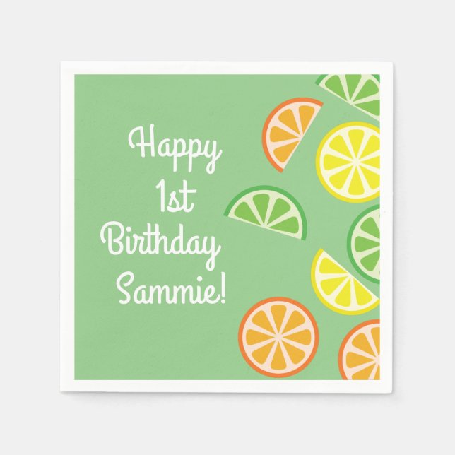 Citrus Slice Birthday Party Napkins (Front)