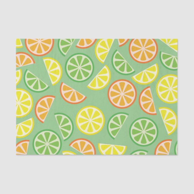 Citrus Slice Fruit Lemon Lime 1st Birthday Party Tissue Paper (Front)
