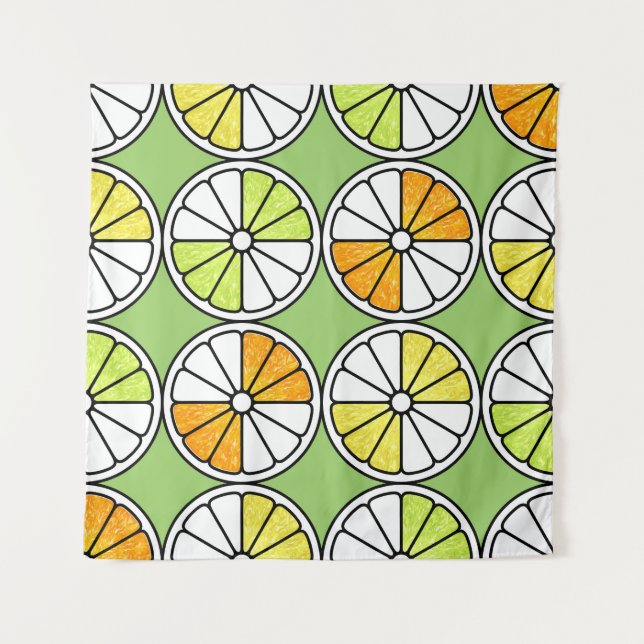 Citrus Slice Fruit, Summer Seamless. Tapestry (Front)