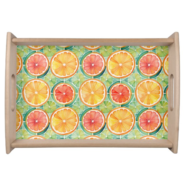 Citrus Slice Tile – Orange, Lime & Grapefruit Serving Tray (Front)