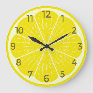 Citrus Slice Yellow Lemon Mediterranean Accent Large Clock