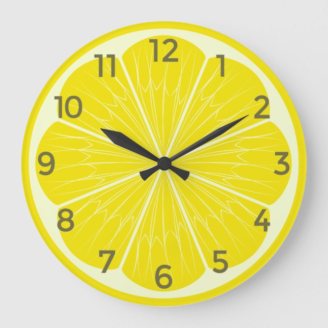 Citrus Slice Yellow Lemon Mediterranean Accent Large Clock (Front)
