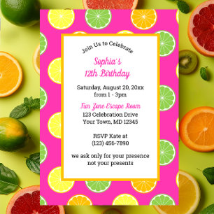 Citrus Slices All Occasion Pink Party Invitation