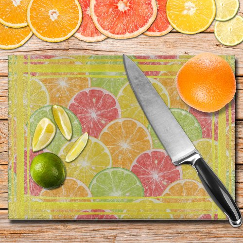 Citrus Slices and Stripes Cutting Board