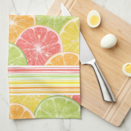 Citrus Slices and Stripes Kitchen Towel