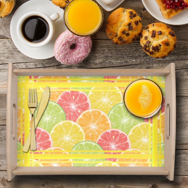 Citrus Slices and Stripes Serving Tray (Citrus fruit slices and stripes serving tray - 2 sizes)