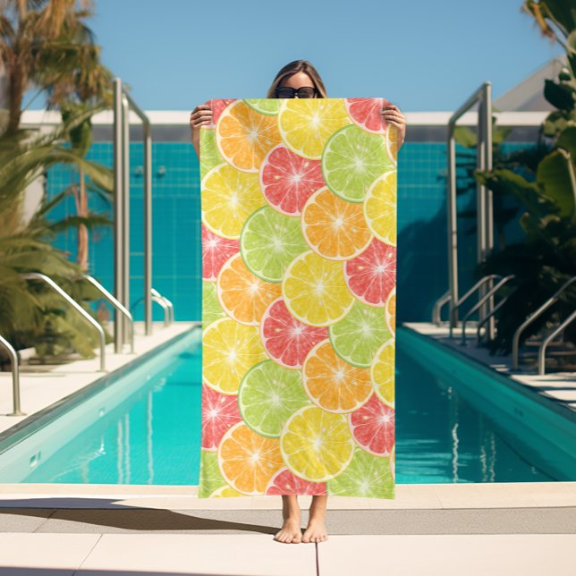 Citrus Slices Beach Towel (Citrus Fruit Slices Beach Towel (white on reverse side))