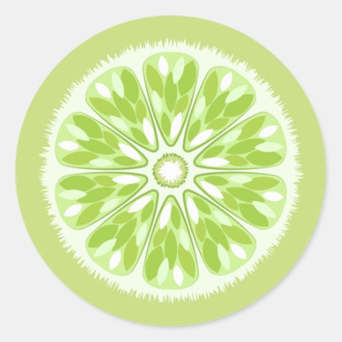 Citrus Slices Green Lime Classic Round Sticker