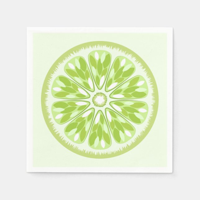 Citrus Slices Green Lime Napkins (Front)