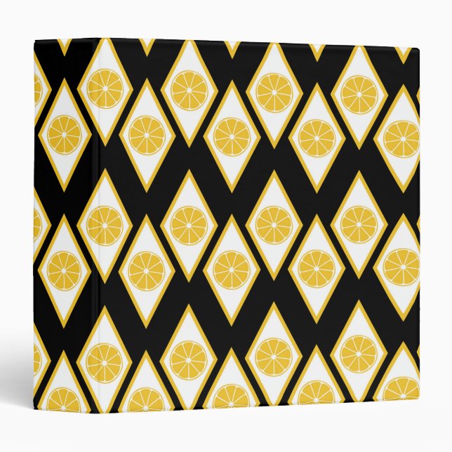 Citrus Slices in Modern Diamond Pattern 3 Ring Binder (Front/Spine)