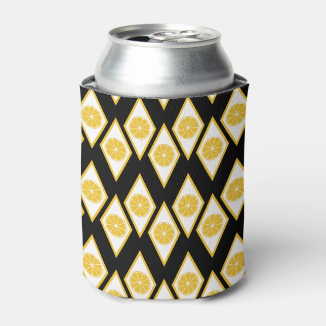 Citrus Slices in Modern Diamond Pattern Can Cooler (Can Front)