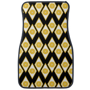 Citrus Slices in Modern Diamond Pattern Car Floor Mat