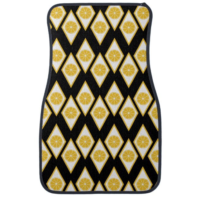 Citrus Slices in Modern Diamond Pattern Car Floor Mat (Front)