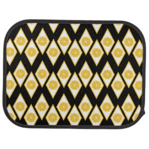 Citrus Slices in Modern Diamond Pattern Car Floor Mat