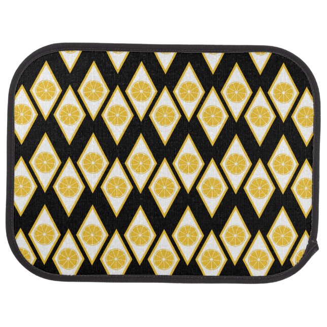 Citrus Slices in Modern Diamond Pattern Car Floor Mat (Rear)