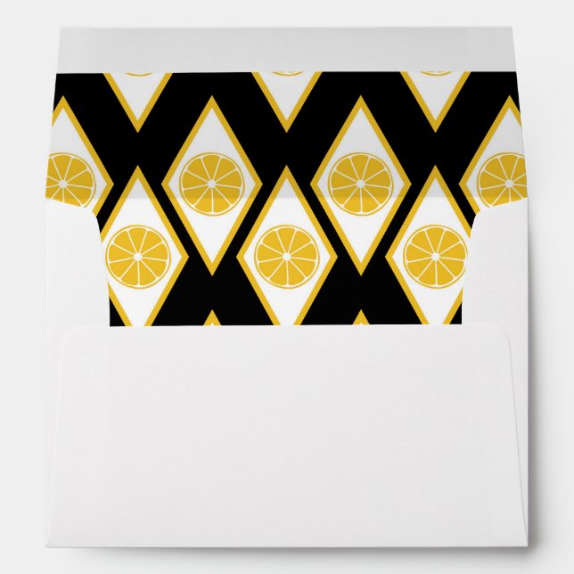 Citrus Slices in Modern Diamond Pattern Envelope (Back (Bottom))
