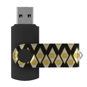 Citrus Slices in Modern Diamond Pattern Flash Drive