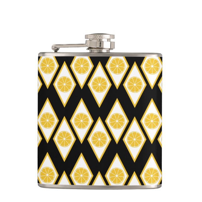 Citrus Slices in Modern Diamond Pattern Flask (Front)