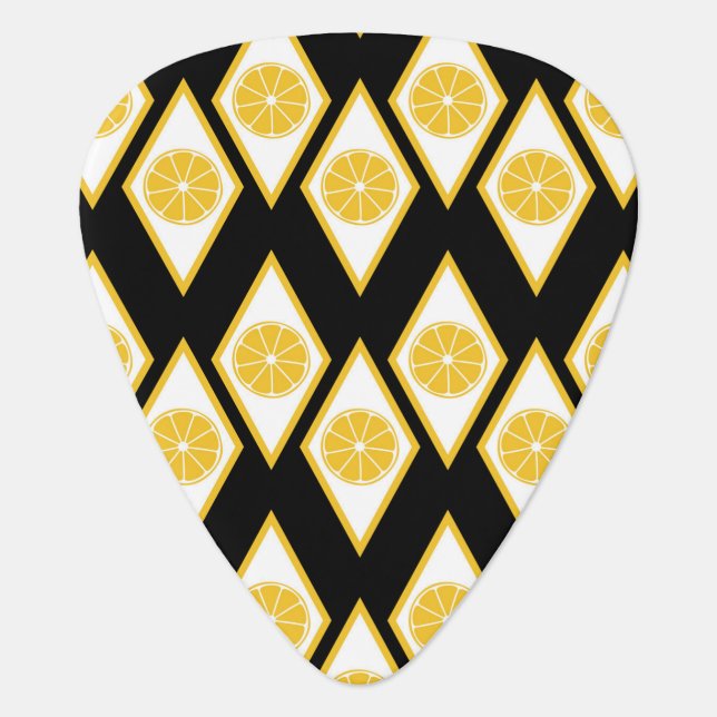 Citrus Slices in Modern Diamond Pattern Guitar Pick (Front)