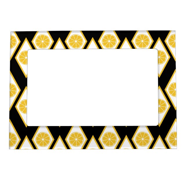 Citrus Slices in Modern Diamond Pattern Magnetic Frame (Front)