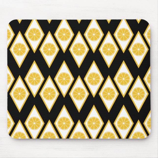 Citrus Slices in Modern Diamond Pattern Mouse Pad (Front)