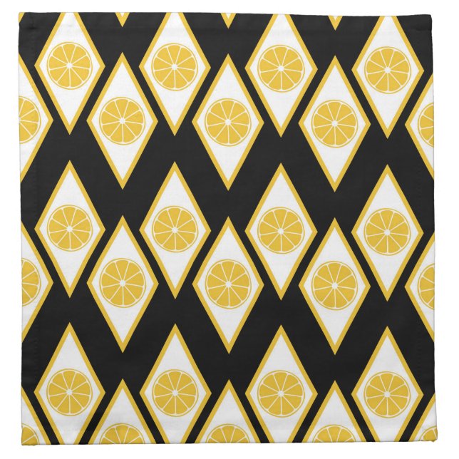 Citrus Slices in Modern Diamond Pattern Napkin (Front)