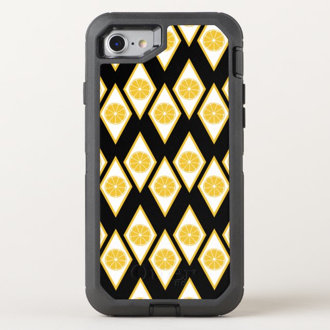 Citrus Slices in Modern Diamond Pattern Otterbox iPhone Case (Back)
