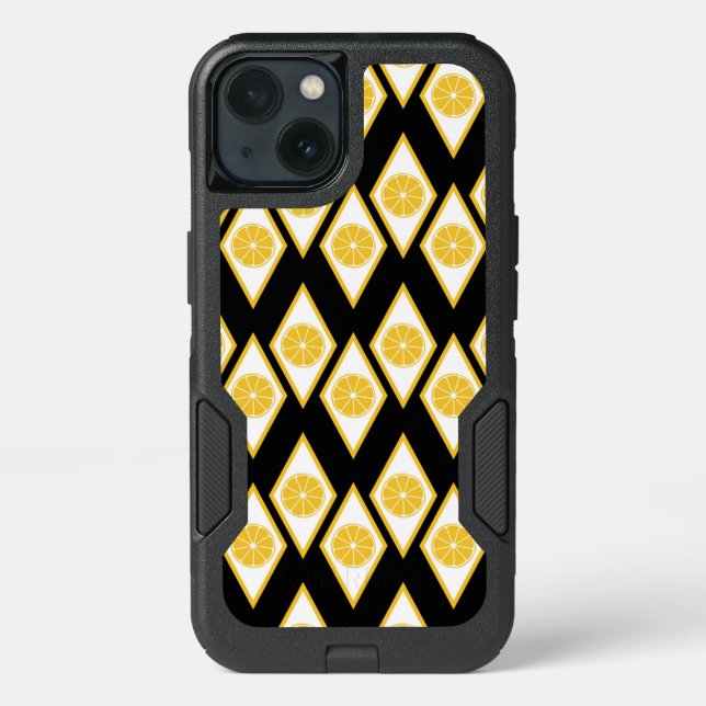 Citrus Slices in Modern Diamond Pattern Otterbox iPhone Case (Back)