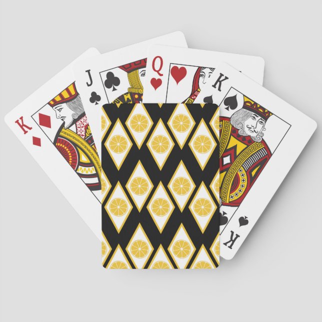 Citrus Slices in Modern Diamond Pattern Poker Cards (Back)