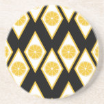 Citrus Slices in Modern Diamond Pattern Sandstone Coaster