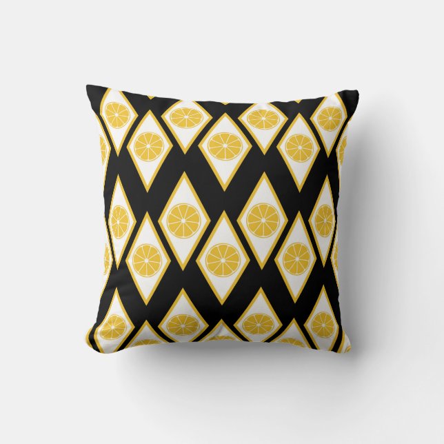 Citrus Slices in Modern Diamond Pattern Throw Pillow (Front)