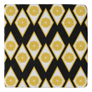 Citrus Slices in Modern Diamond Pattern Trivet