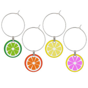 Citrus Slices Lemon, Lime, Orange, Pink Grapefruit Wine Charm