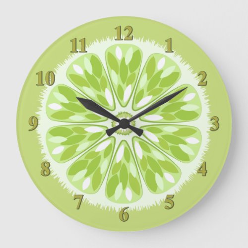 Citrus Slices Lime Large Clock