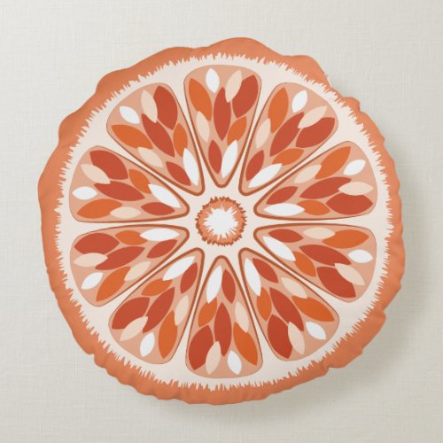 Citrus Slices Orange Round Pillow