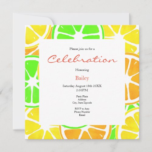 Citrus Slices Pattern Invitation