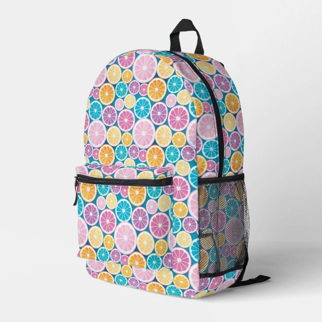 Citrus Slices Pattern Printed Backpack (Back Corner Right)