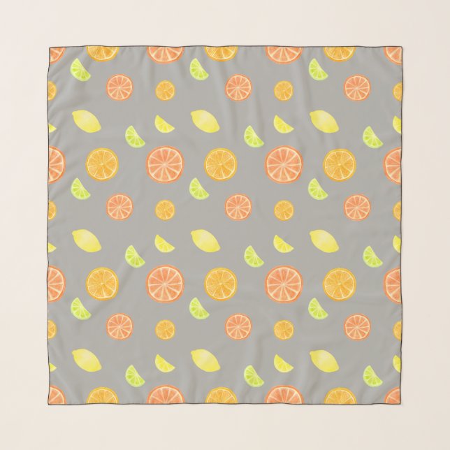 Citrus Slices Patterned Chiffon Scarf (Front)