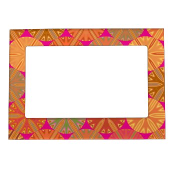 Citrus Slices Pink Abstract Magnetic Picture Frame by Gingezel at Zazzle